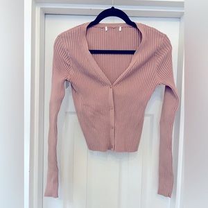 H&M Ribbed Cardigan - Mauve